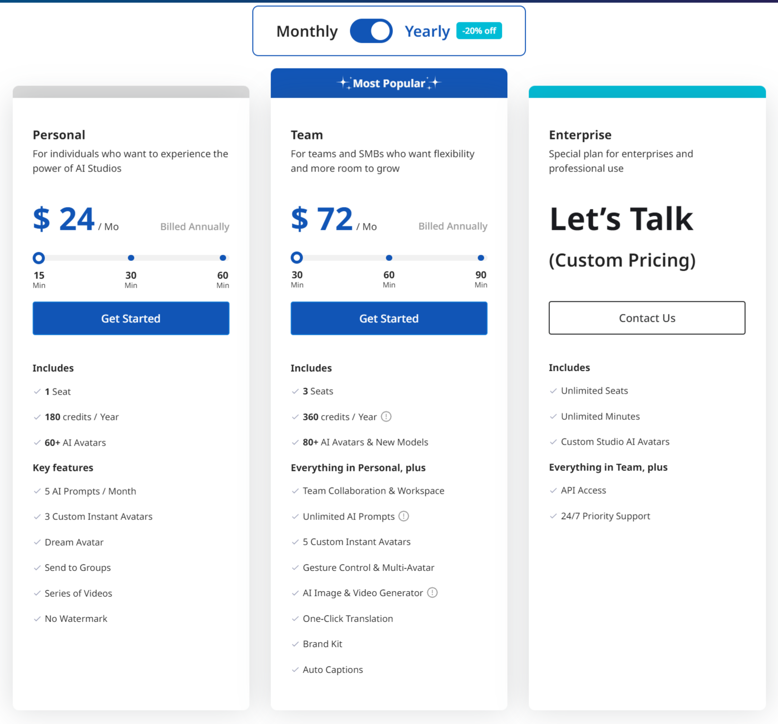 Deep Brain AI
pricing