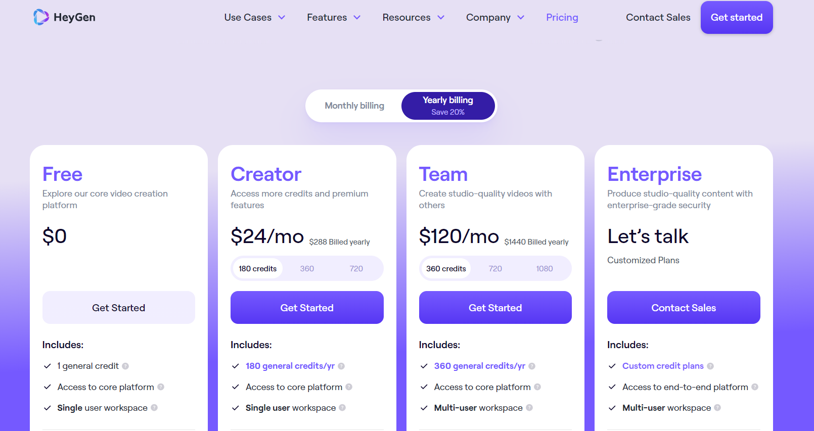 HeyGen video generator - pricing