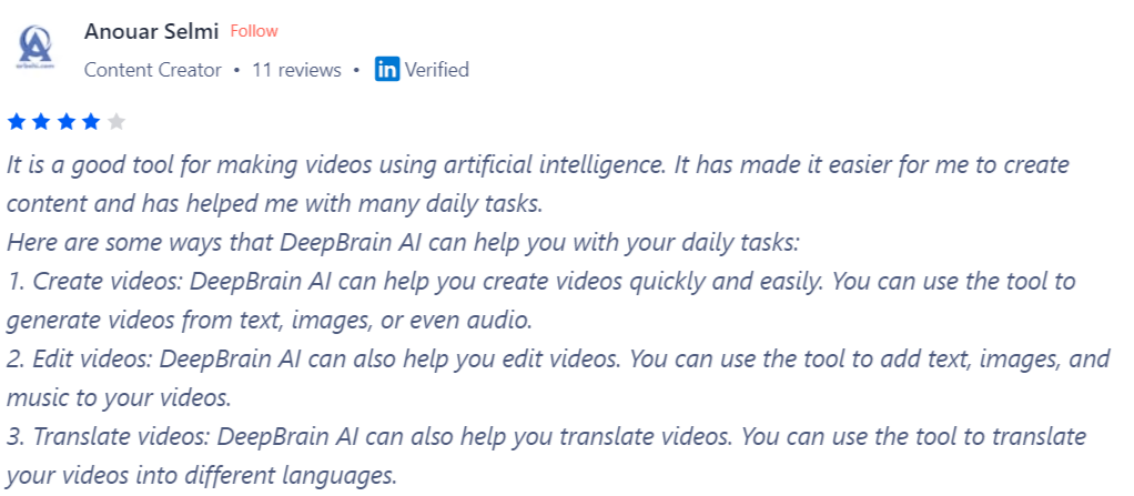 Deep Brain AI
user reviews