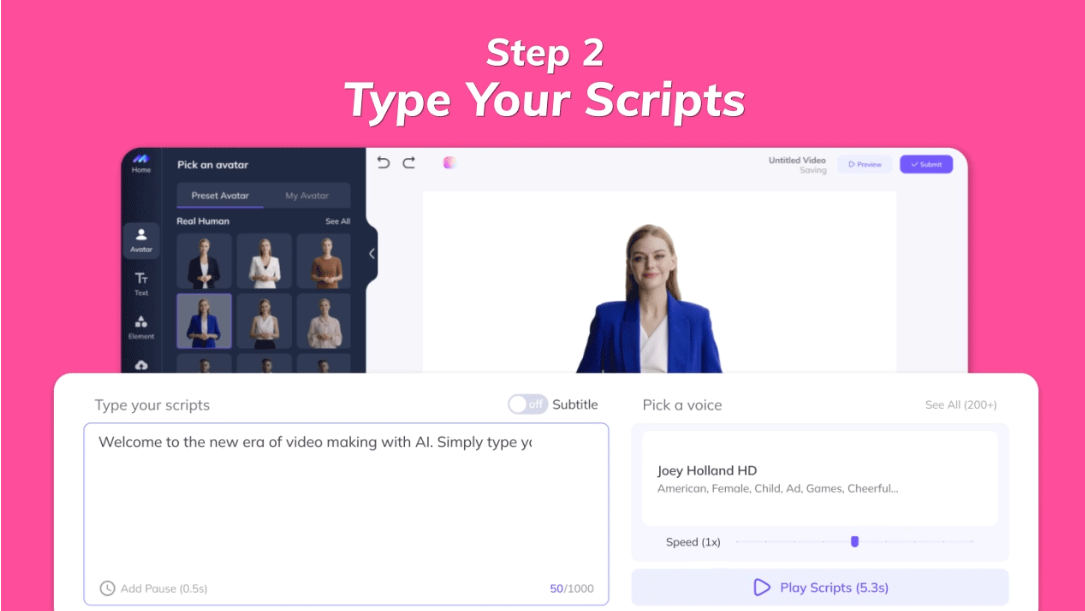 HeyGen video generator - dashboard