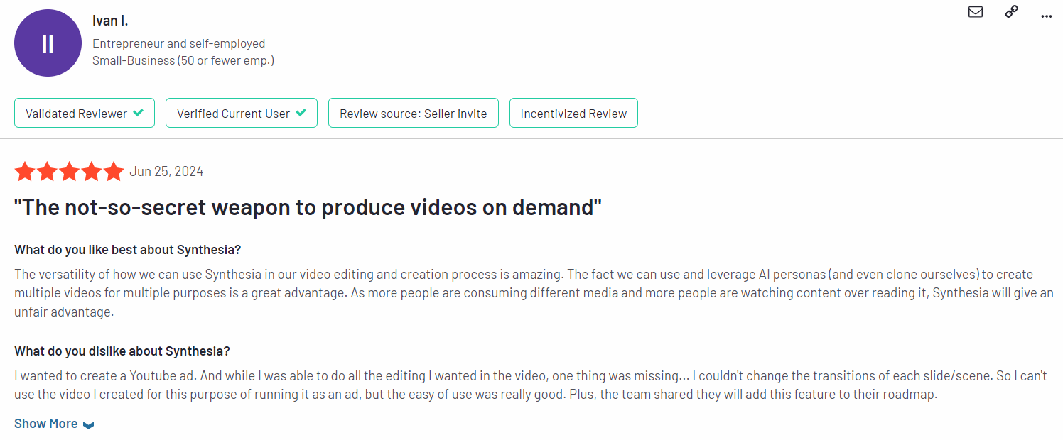 Synthesia video generator - reviews