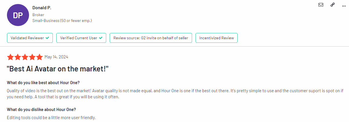 Hour One Synthesia alternative - user reviews
